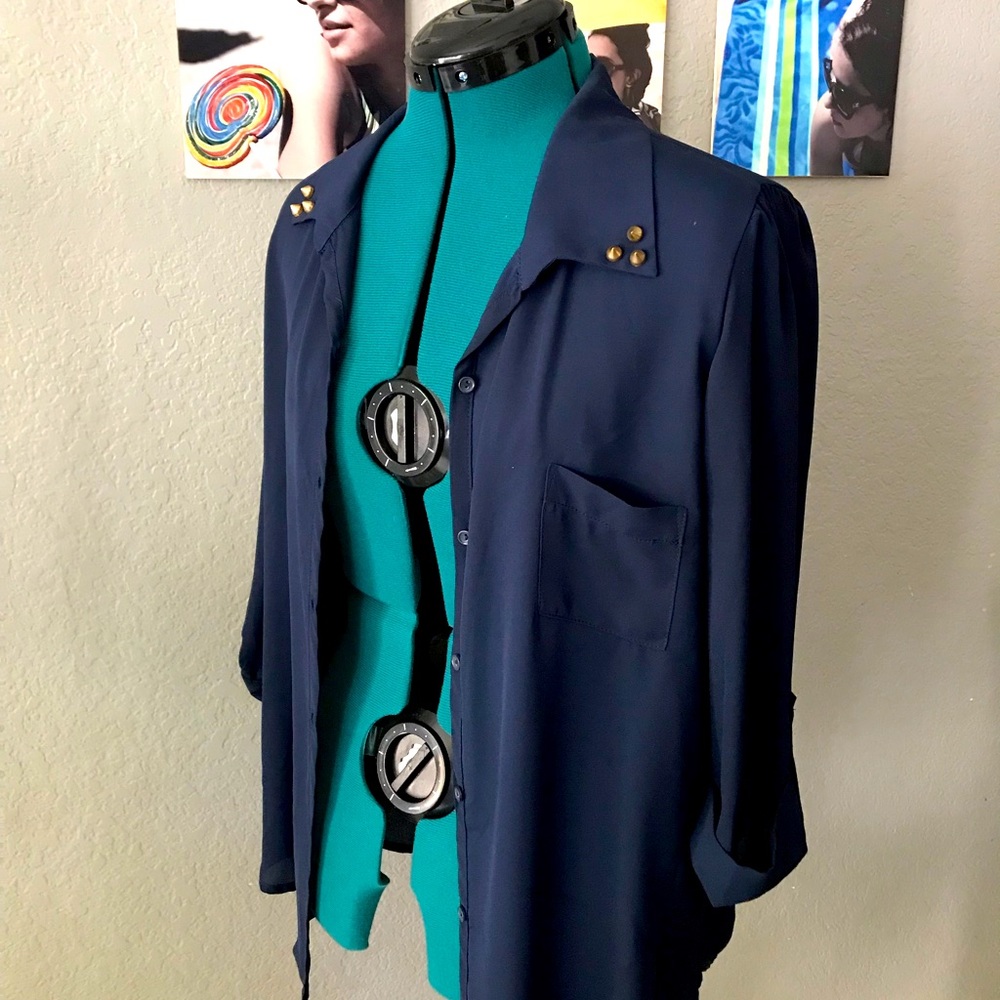 Lavish brand, blue, summer office wear, button up